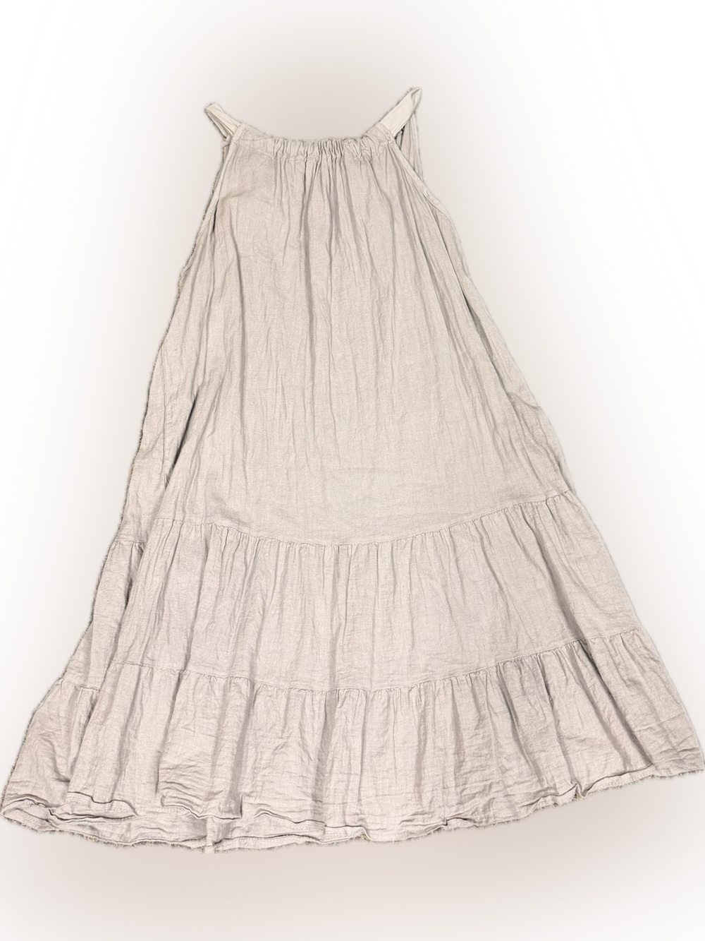 Bellambia Soft  100% Linen Tiered Midi Dress with Adjustable Straps size XL